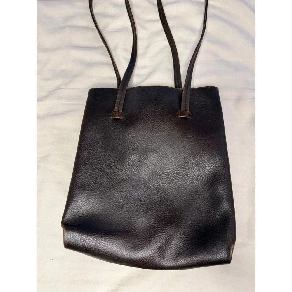 Vintage Liz Claiborne North South Leather Tote Chocolate Brown 90s